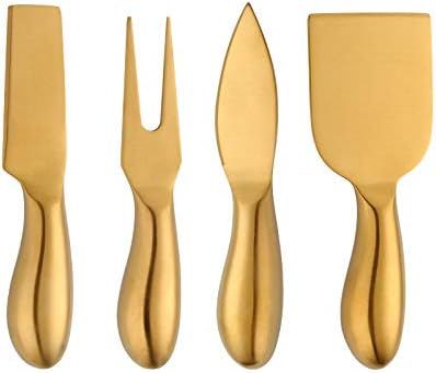 Stainless Steel 18/10 Cheese Desert Knives, Set of 4, Baikai Gold Breakfast Butter Knife, Slicer ... | Amazon (US)