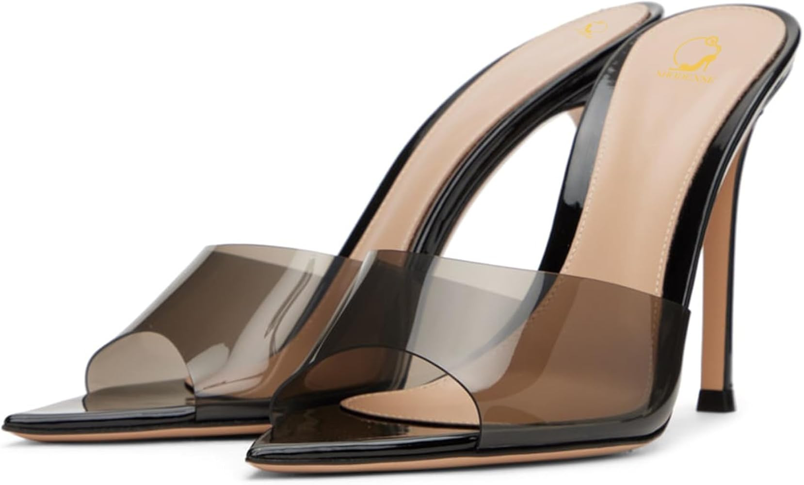 SHODENSE Women Clear Stiletto Mules Pointed Open Toe Slip On Mule Sandals Transparent 4 Inch Thin... | Amazon (US)