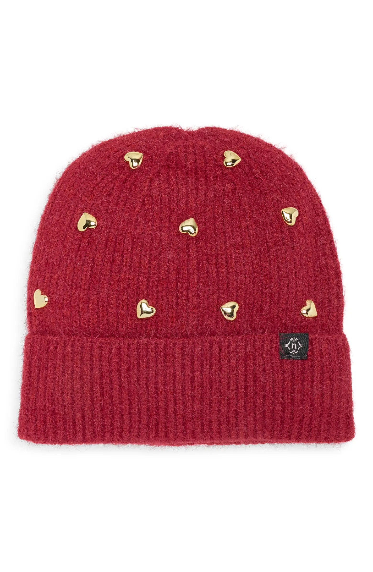 Nanette Lepore Heart Studs Knit Cuffed Beanie | Nordstromrack | Nordstrom Rack