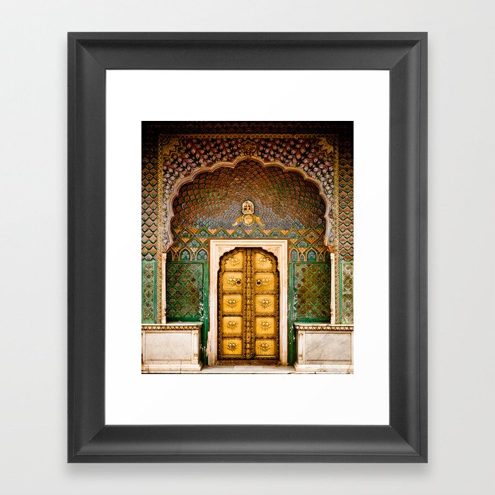 Rose gate door in pink city at City Palace of Jaipur, India Framed Art Print | Society6