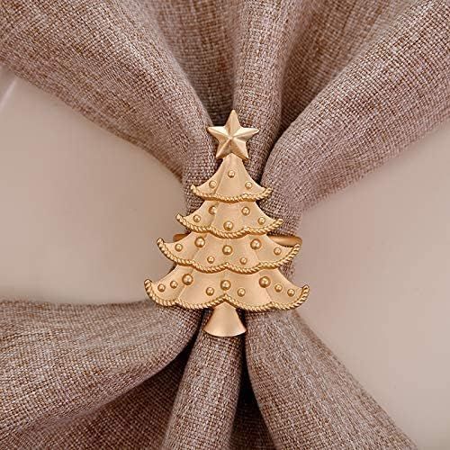 Gold Napkin Rings Holder Set of 4 in Christmas Tree Design Festive Table Decor and Favor for Cock... | Amazon (US)