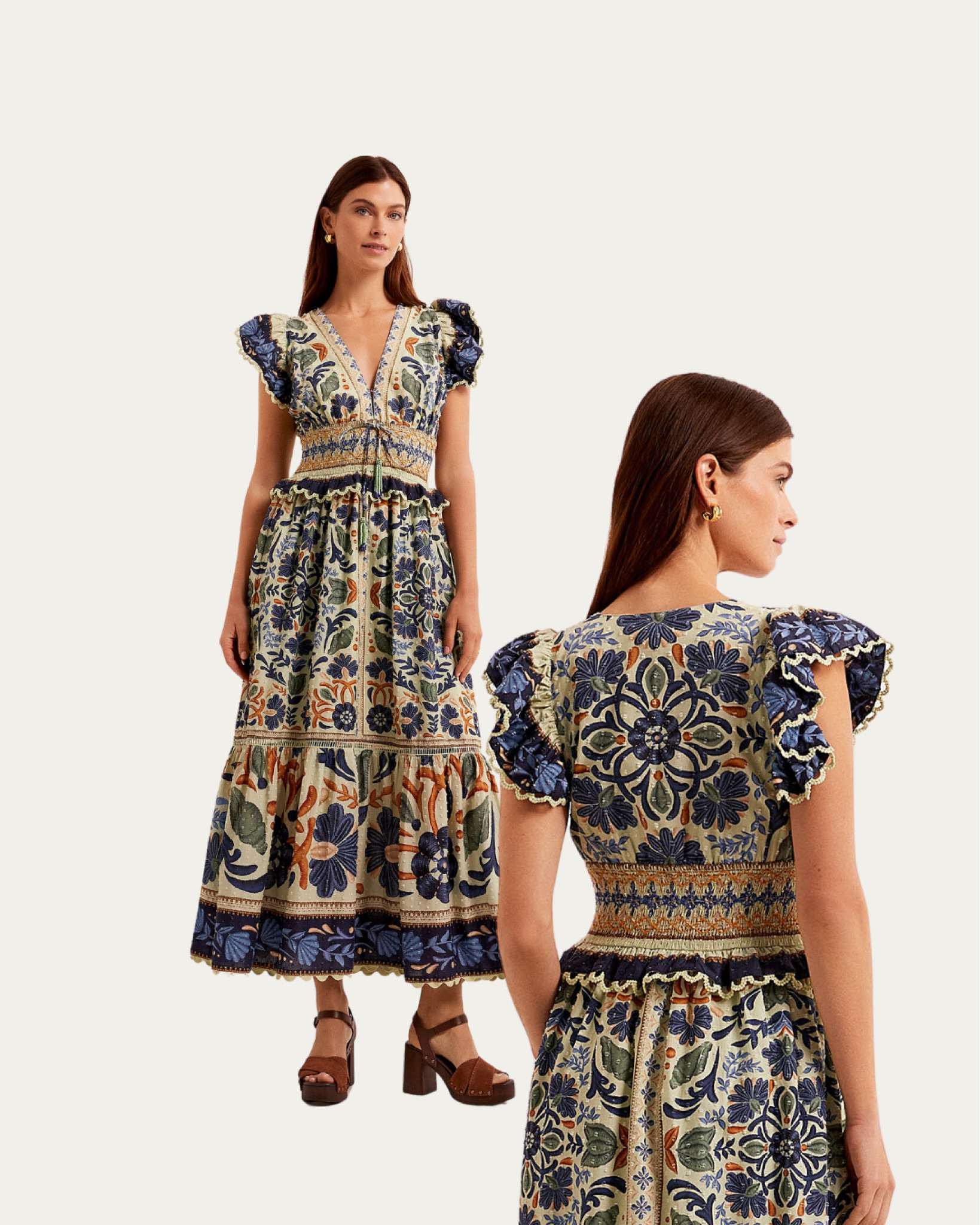 Simons | Clothing | Dress | Ruffled | Patterned | Blue | Green | Garden | Knee Length | Midi | Farm Rio | Summer | Fashion | Style Guide

#LTKsummer #LTKbeauty #LTKstyletip