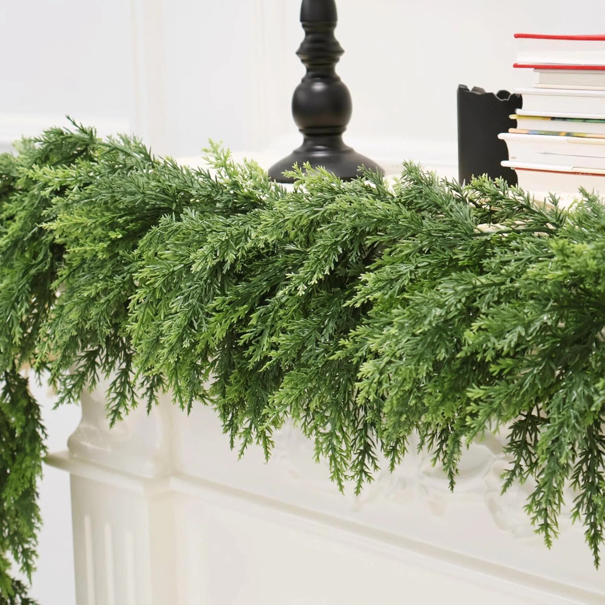 Christmas Cedar Garland Artificial Realistic  Faux Real Touch Winter Pine Garland For Mantle Fire... | Wayfair North America
