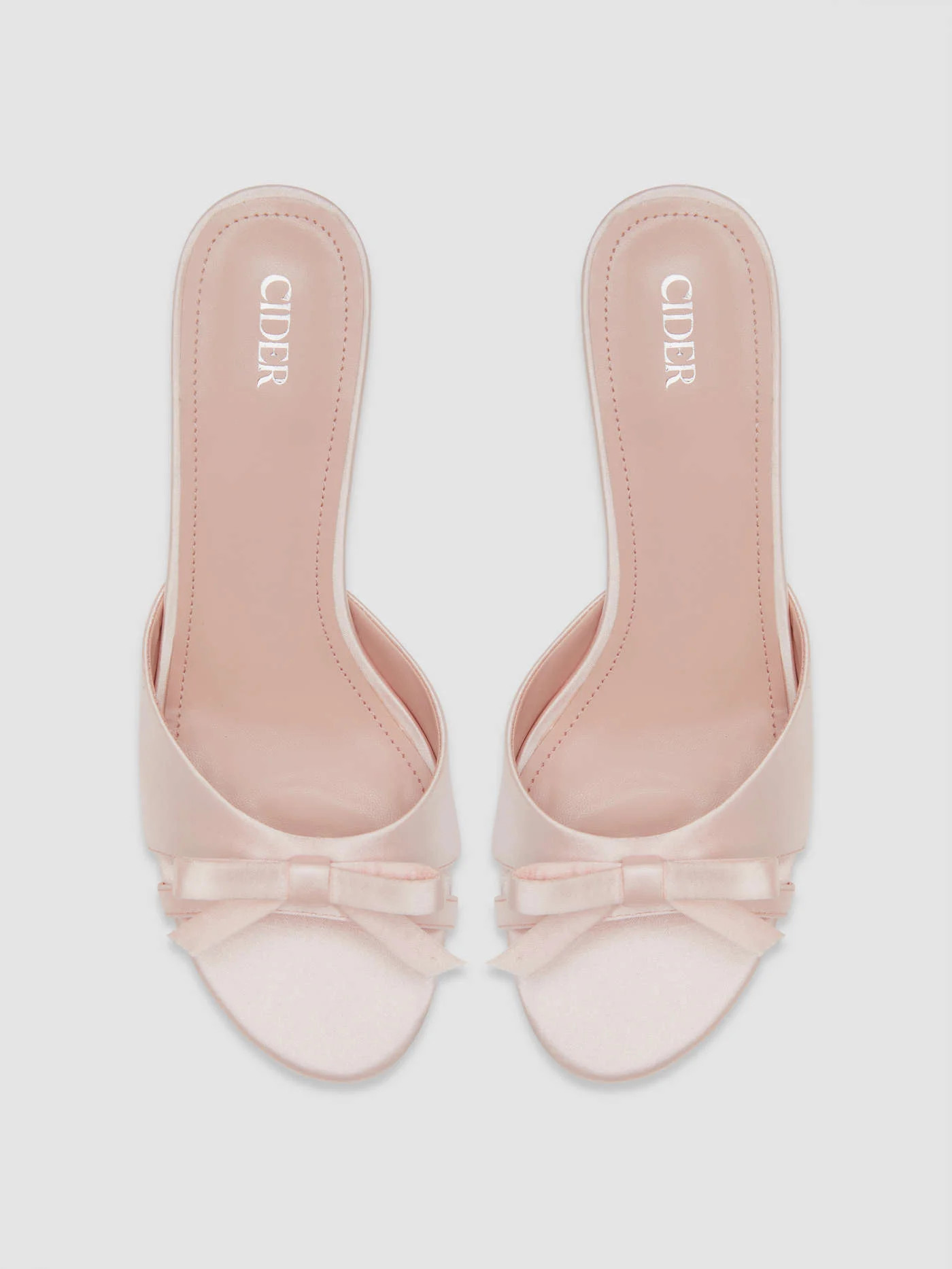 TWO-TONE BOWKNOT SATIN MID HEEL SANDALS | Cider