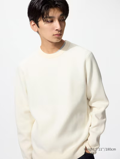 Washable Milano Ribbed Crew Neck Jumper | UNIQLO (UK)