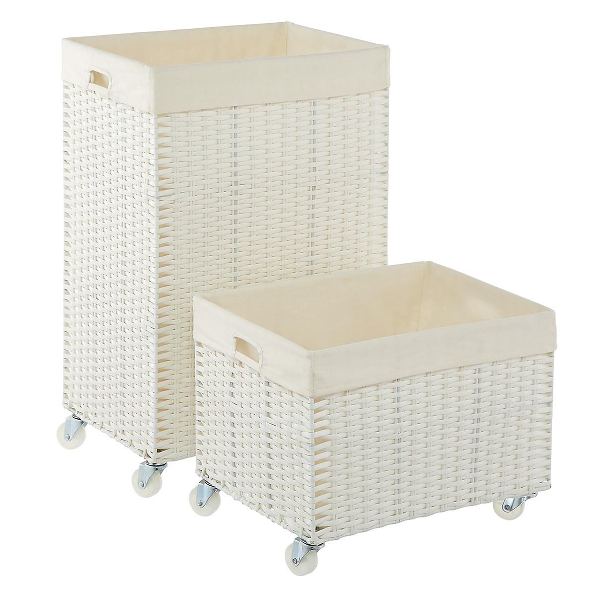 White Montauk Rolling Laundry Carts | The Container Store