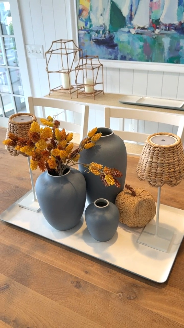 Fall home decor at the lake!🍂 Center piece for our kitchen table!