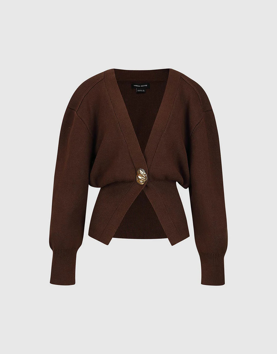 Strickjacke mit Knopfleiste in Blattform | Urban Revivo