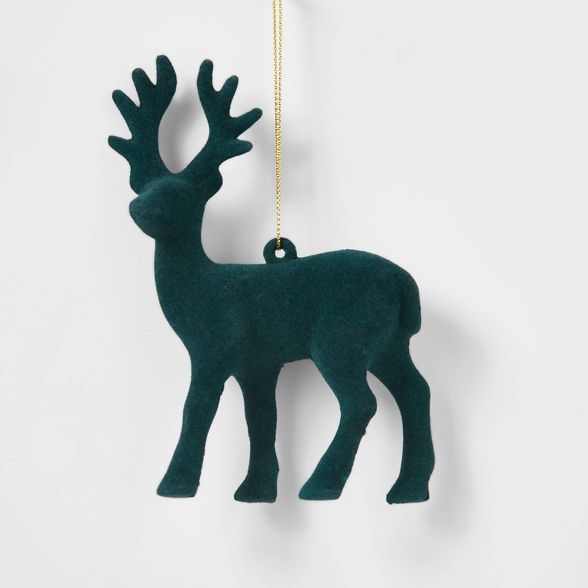 Flocked Deer Christmas Tree Ornament Green - Wondershop™ | Target
