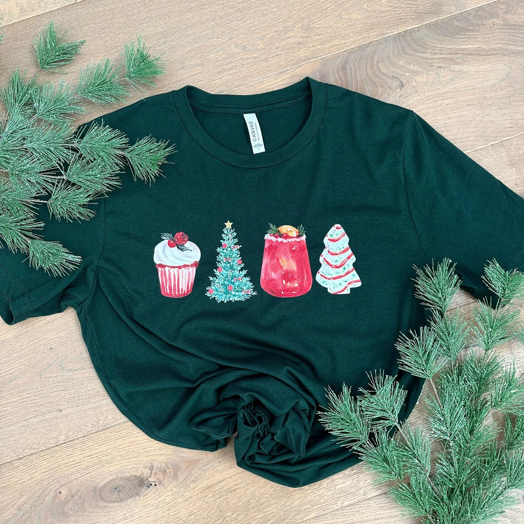 Cute Christmas Shirt Christmas Tree Cake Shirt Christmas Drink - Etsy | Etsy (US)