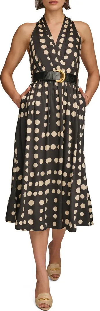 Donna Karan New York Polka Dot Belted Midi Dress | Nordstrom | Nordstrom