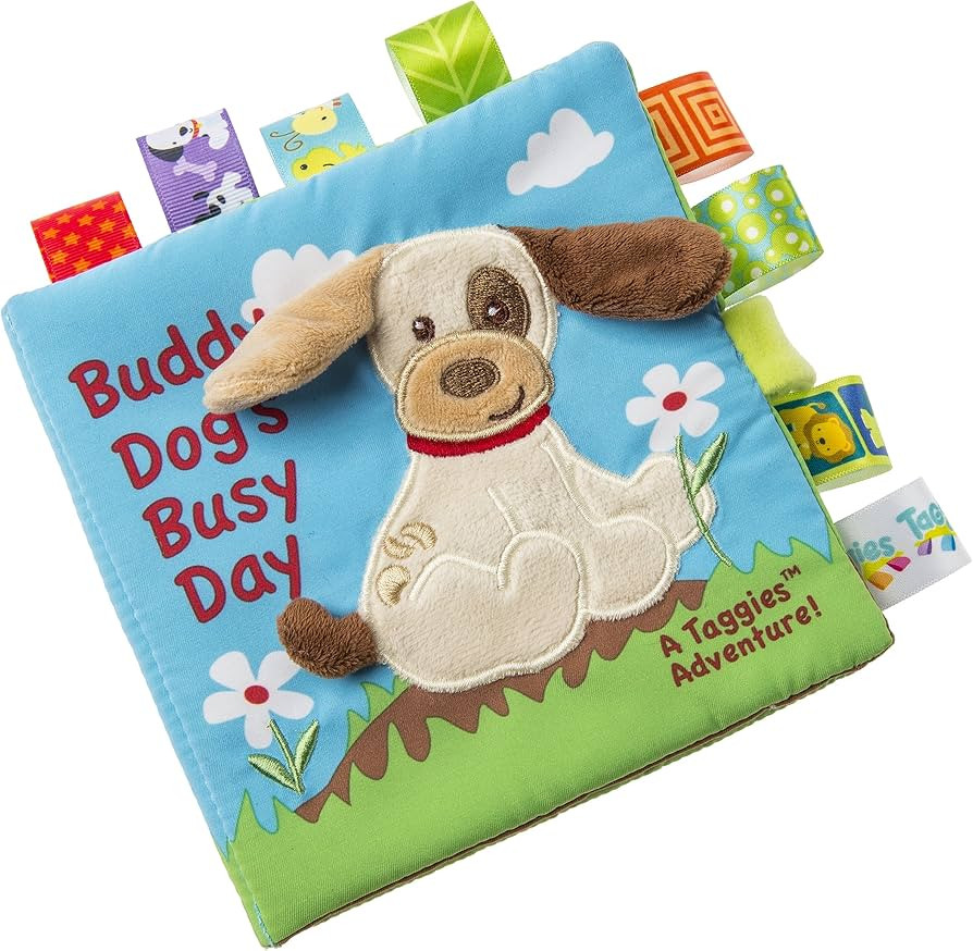 Taggies Touch & Feel Soft Cloth Book with Crinkle Paper and Squeaker, Buddy Dog | Amazon (US)