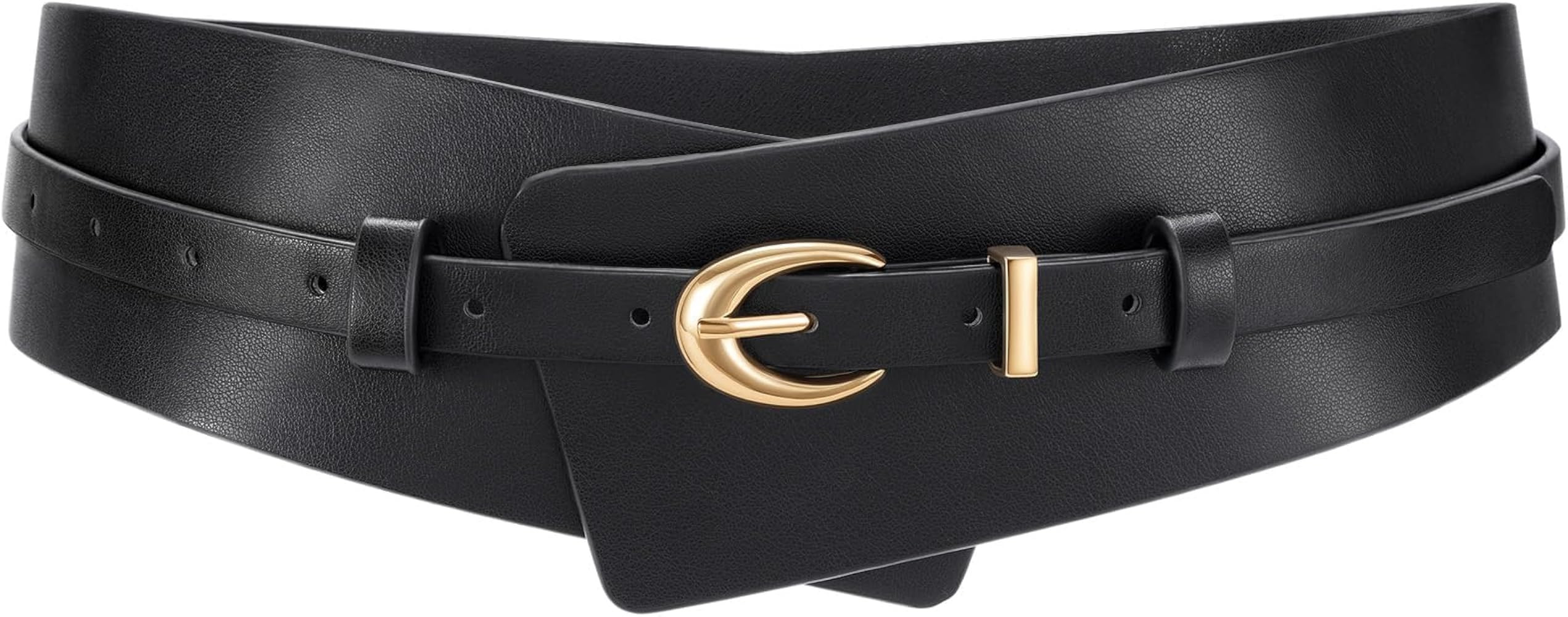 WHIPPY Women Wide Leather Belt Fashion Ladies Dress Belt 2-in-1 Waistband with Skinny Belt for Dr... | Amazon (US)