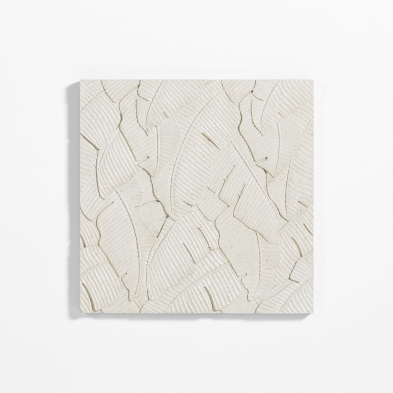 Palm White Ceramic Tile Wall Art + Reviews | Crate & Barrel | Crate & Barrel