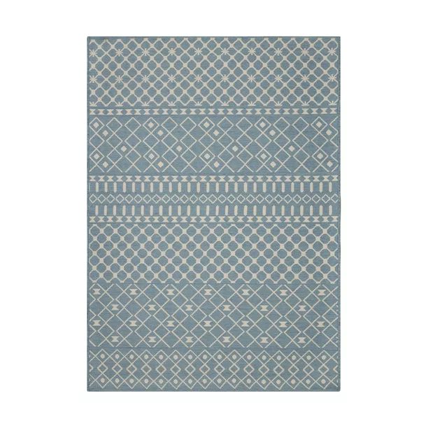 Better Homes & Gardens 5' X 7' Blue Tribal Striped Outdoor Rug | Walmart (US)