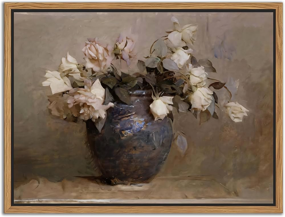 SAMHOU Floating Framed Floral Canvas Wall Art, Vintage Flowers Pictures Wall Decor, Rustic Farmho... | Amazon (CA)