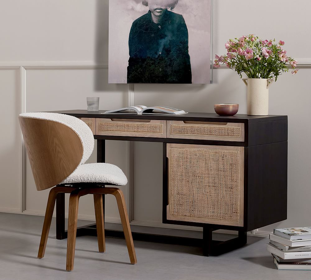 Dolores Cane Writing Desk with Storage | Pottery Barn (US)