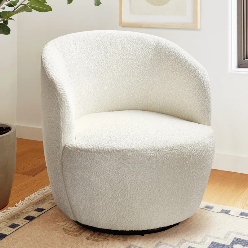 Anneros 28" Wide Boucle Swivel Barrel Chair | Wayfair North America