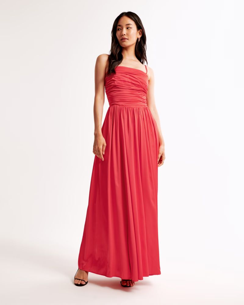 The A&F Emerson Lace-Up Back Maxi Dress | Red Maxi Dress | Red Formal Dress | Abercrombie & Fitch (US)