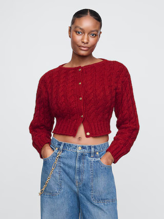Gap × Cult Gaia Cropped Cable-Knit Cardigan | Gap (US)