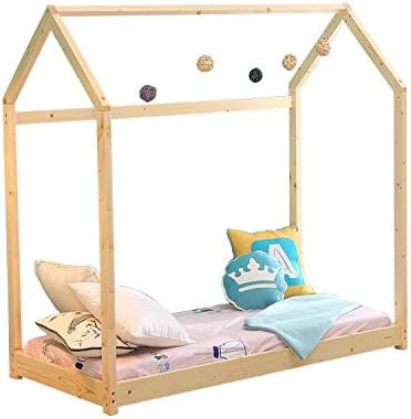 WALCUT Children House Bed Frame Toddler Wood Floor Tent Bedroom Furniture | Amazon (US)