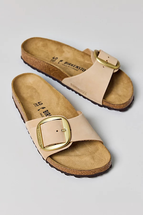 Birkenstock Women's Madrid Big Buckle Leather Sandals in Sand Castle, Women's at Urban Outfitters | Urban Outfitters (US and RoW)