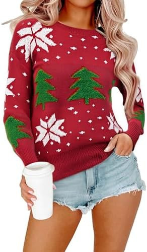 Cakulo Womens Funny Ugly Christmas Sweater Oversized Chunky Batwing Long Sleeve Crewneck Pullover... | Amazon (US)