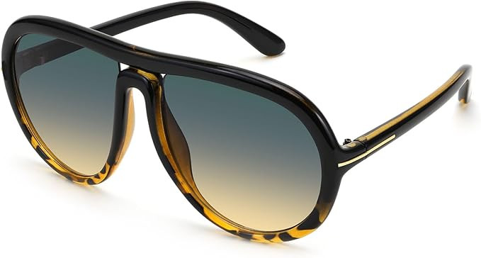 Oversized Vintage Aviator Sunglasses for Men Women，Big Retro Round Aviator Sunglasses K7132 | Amazon (US)