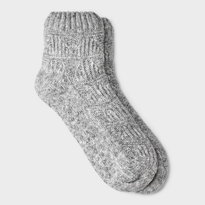 Women's Pointelle Sweater Knit Reading Ankle Socks with Faux Shearling Lining and Grippers - 4-10 | Target