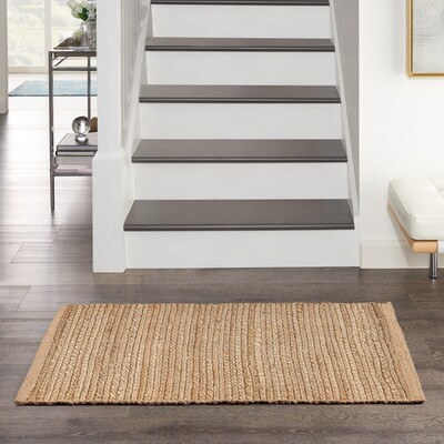 Nourison Natural Jute 2 x 3 (ft) Flatweave Jute Natural Rectangular Indoor Solid Farmhouse/Cottag... | Lowe's