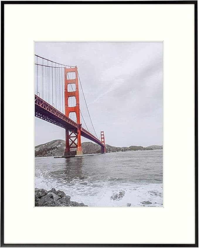 Frametory, 16x20 Poster Frame,Aluminum Matte Black Photo Frame with Ivory Color Mat for 11x14 Pic... | Amazon (US)