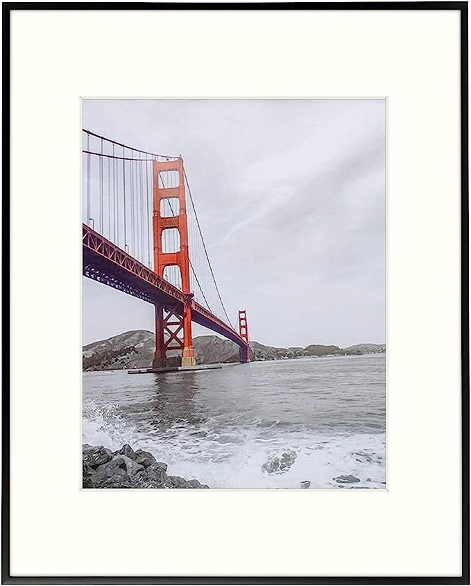 Frametory, 16x20 Poster Frame,Aluminum Matte Black Photo Frame with Ivory Color Mat for 11x14 Pic... | Amazon (US)