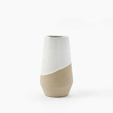 Half-Dipped Stoneware Vase, Gray/White, Medium Skinny, 7.5"" | West Elm (US)