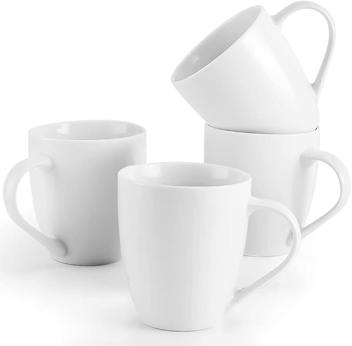 Mfacoy White Ceramic Coffee Cups, Porcelain Mugs Sets Coffee Mugs 16 Ounce, Set of 4 | Amazon (US)