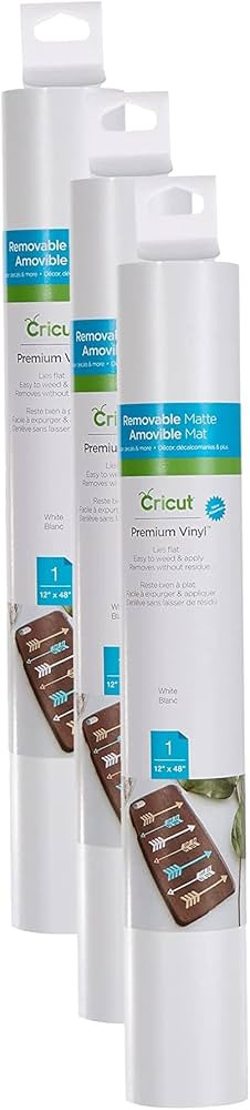 Cricut Removable Vinyl, White - 3-Pack of 4ft Rolls (12"x48") Premium No-Residue Vinyl for DIY Cr... | Amazon (US)