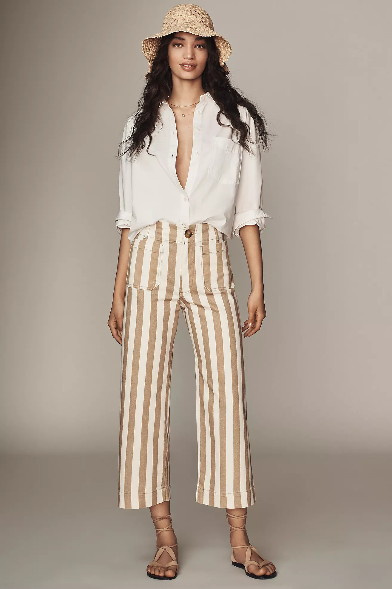 The Colette Cropped Wide-Leg Pants by Maeve: Striped Edition | Anthropologie (US)