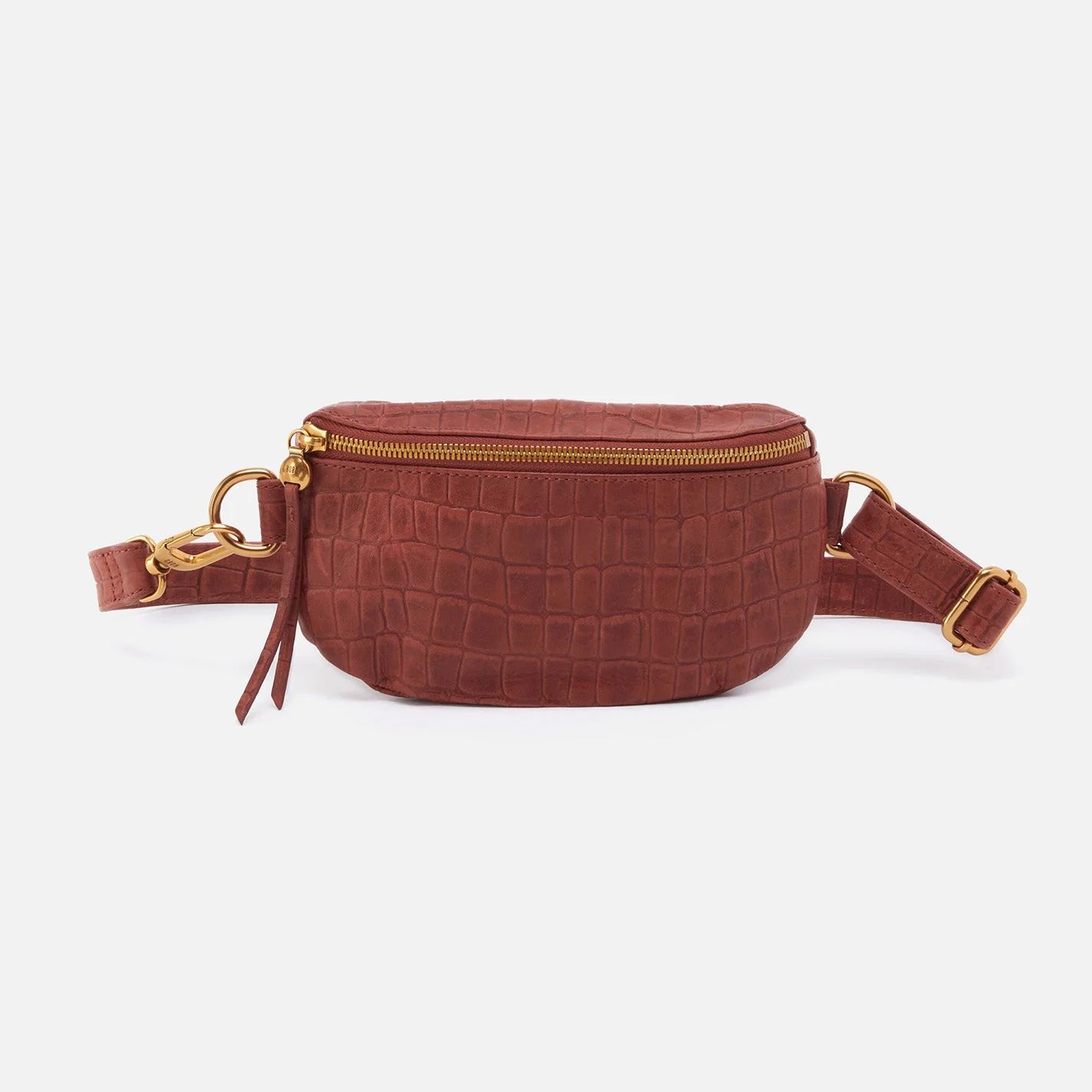Fern Belt Bag in Croco Embossed Leather - Brandy | HOBO Bags