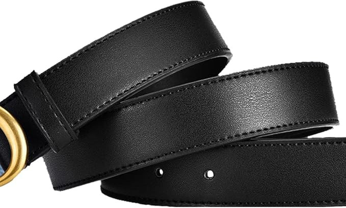 AXINKO Classic Leather Belt for Women or Men Fashion Gold Buckle Black Belt for Jeans Pants Dress... | Amazon (US)