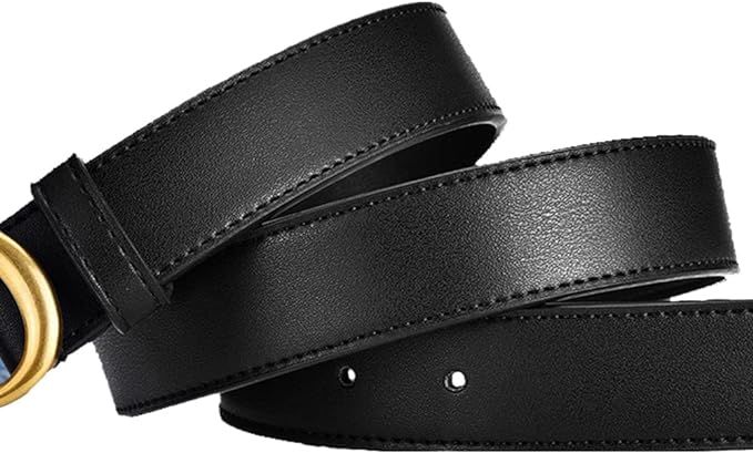 AXINKO Classic Leather Belt for Women or Men Fashion Gold Buckle Black Belt for Jeans Pants Dress... | Amazon (US)