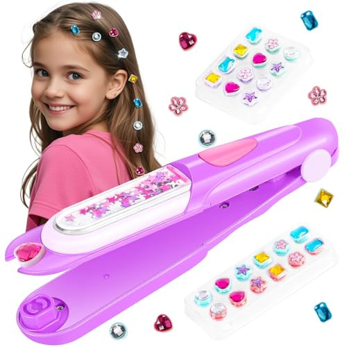 kidzkube Hair Gem Stamper Kit, Bling Hair Jewels for Girls Toys, Hair Styling Tool with Reusable Shining Diamonds, Birthday Gifts Toys for Girls Ages 3 4 5 6 8-12 (Purple) | Amazon (US)