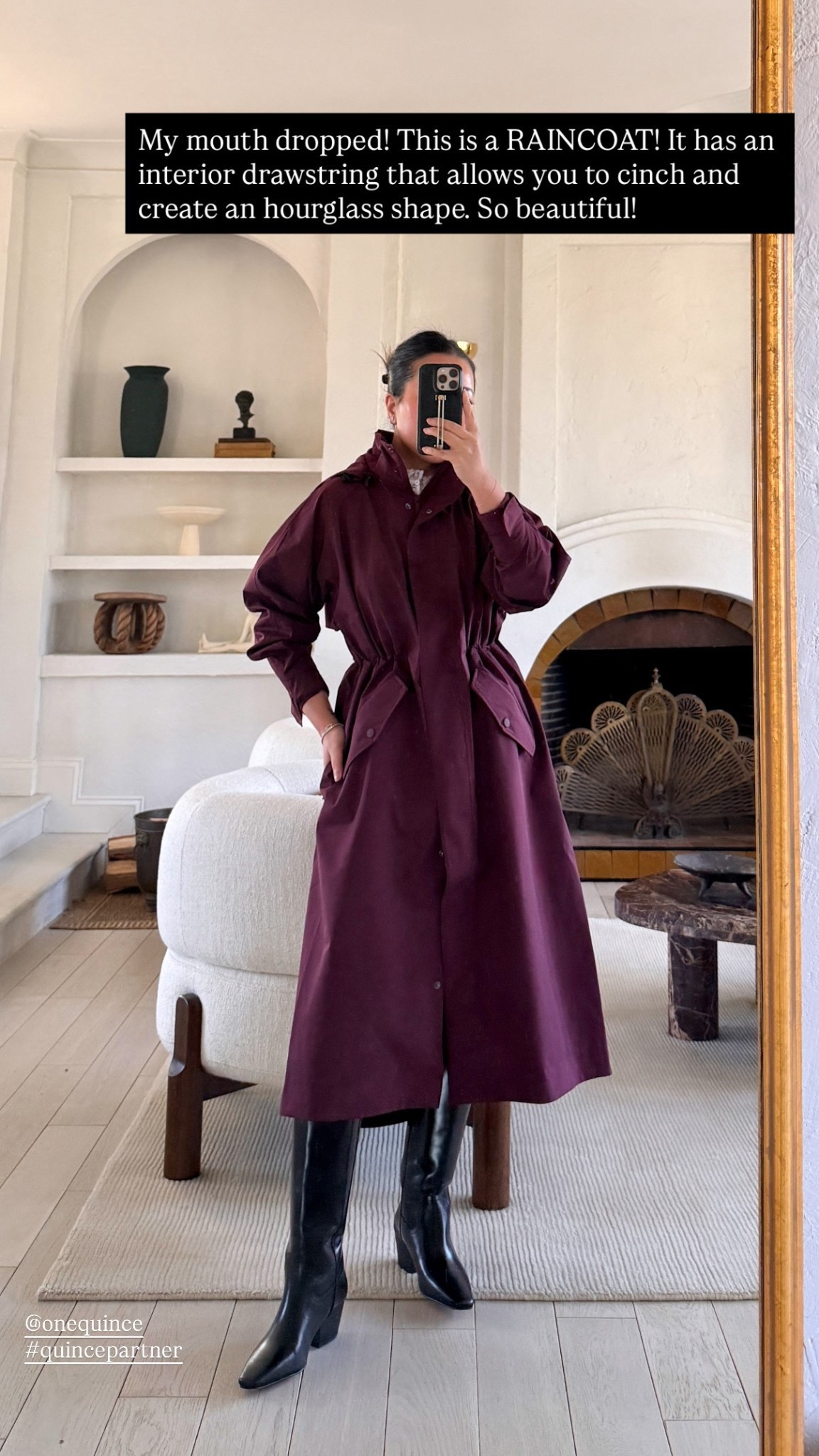 The most gorgeous raincoat!

For size reference, I’m 5 ft 115 pounds and wearing a size XS.

@onequince 
#quincepartner