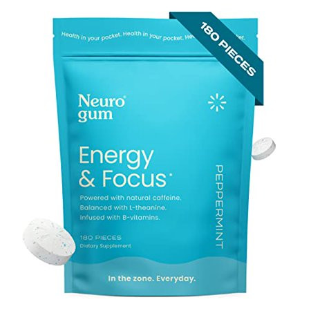 Neuro Gum | Nootropic Energy Caffeine Gum | 40mg Caffeine + 60mg L-theanine + B Vitamins for Energy  | Walmart (US)