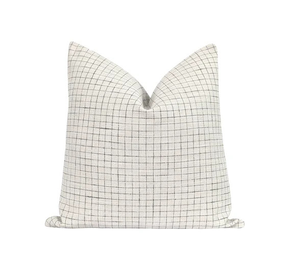 Small Check Pillow Cover Cool Gray Woven Pillow Cover Small - Etsy | Etsy (US)