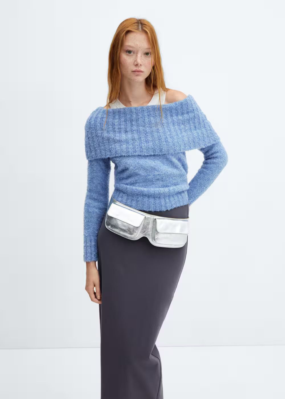 Off-the-shoulder knitted sweater | MANGO (US)