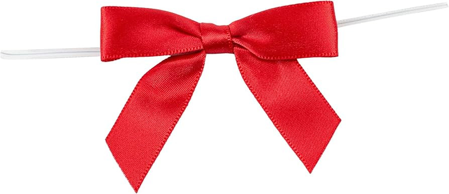 Reliant Ribbon 5171-06503-2X1 Satin Twist Tie Bows - Small Bows, 5/8 Inch X 100 Pieces, Red | Amazon (US)