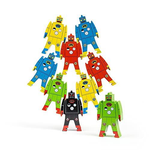 Schylling Stacking Robots - Colorful Wooden Stacking Toy for Kids - 9 pcs. Fun Puzzle for Balancing and Imaginative Play - Ages 3 and Up | Amazon (US)
