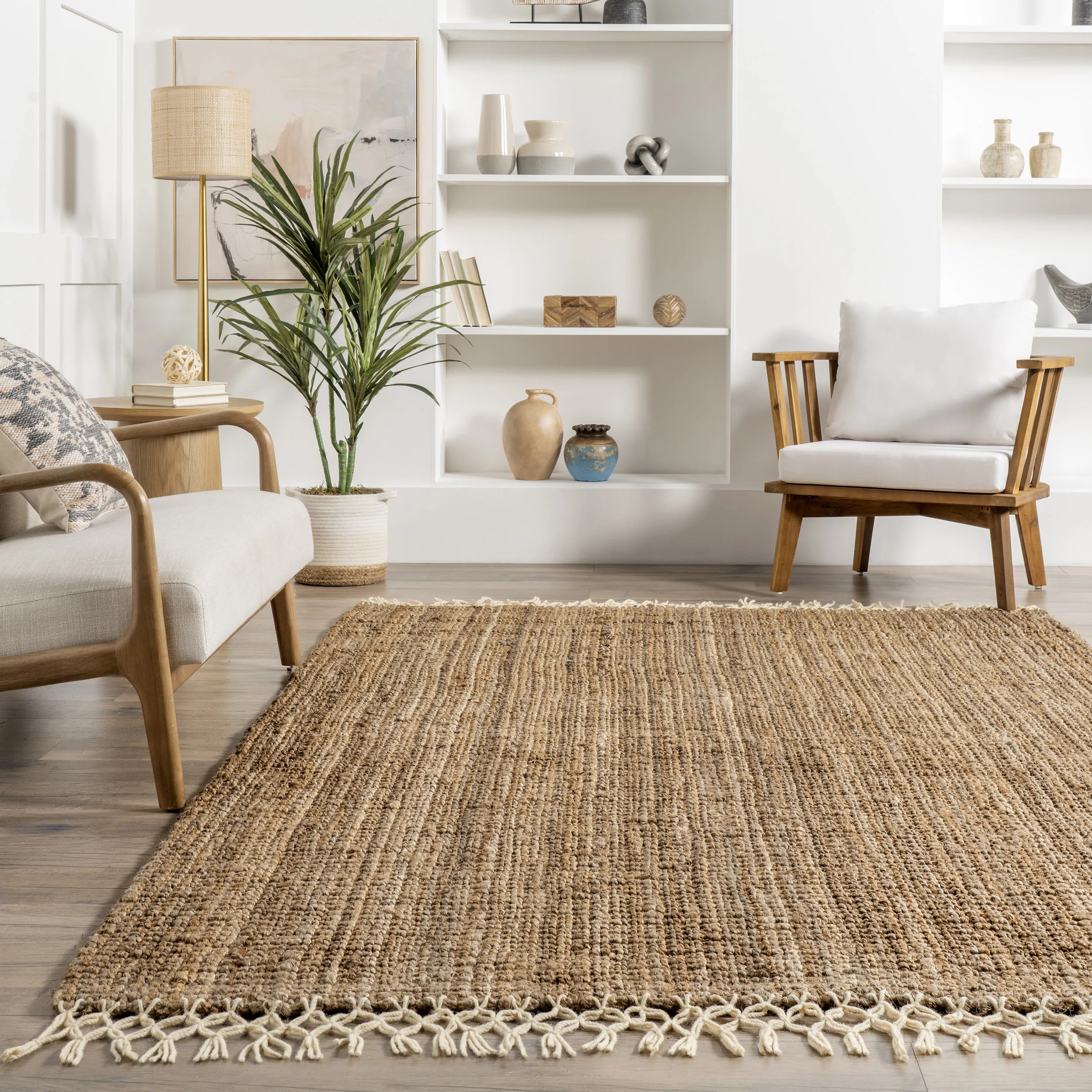 Werts Handmade Tufted Farmhouse Jute Tasseled Brown Rug | Wayfair North America