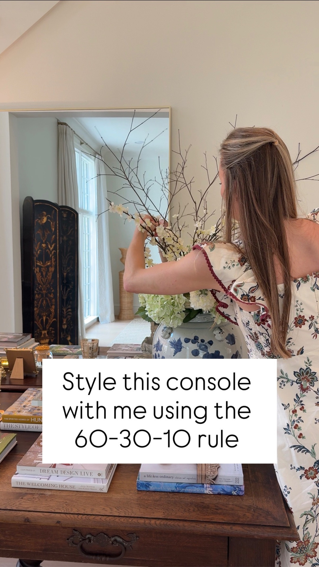 



Your recipe for building a balanced console table: 60% anchor, 30% structure, 10% personality. Create symmetry and anchor your table with large items that add weight like a large mirror or art, large lamp, and/or vase. Next, layer in pieces that add structure and visual interest like a collection of books, decorative boxes, or trays. Finish with unique pieces that show off your personality. 

Extra Tips ✨ 
✨Think of your anchors like a seesaw. Create balance in the middle, and keep the items on either side proportional so they balance each other out. The size and scale of the table should dictate the size and scale of the anchors. 
✨ I like for my books to complement each other visually. Choose covers that flow together nicely and don’t fight for attention. You can go a step further by choosing books that incorporate the colors of the nearby rooms too for even more balance. 
✨ Keep the personal pieces unique. Include a monogram, a favorite color, a family memento, interesting candle, smaller seasonal decorative objects, etc. 
#Itkseasonal #Itkhome #Itksalealert 


#LTKdayinmylife #LTKSpringSale #LTKSeasonal