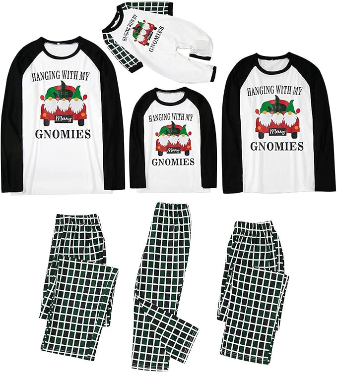 Christmas Family Pajamas Matching Sets,2022 Christmas Plaid Outfit Cutes Print Matching Pjs Set L... | Amazon (US)