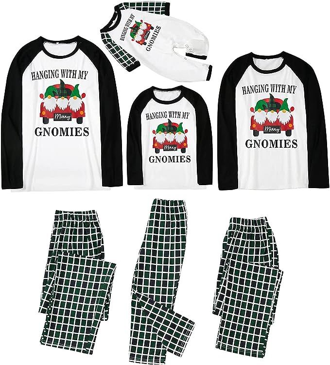 Christmas Family Pajamas Matching Sets,2022 Christmas Plaid Outfit Cutes Print Matching Pjs Set L... | Amazon (US)